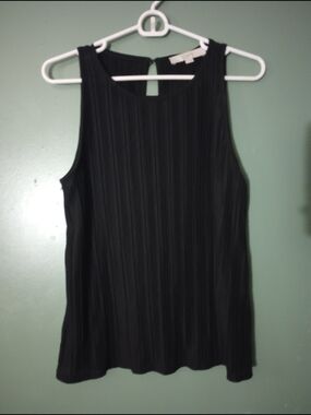 LOFT Black Ribbed Sleeveless Top